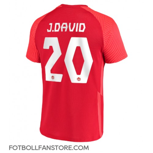 Kanada Jonathan David #20 Hemma matchtröja VM 2022 Kortärmad Billigt